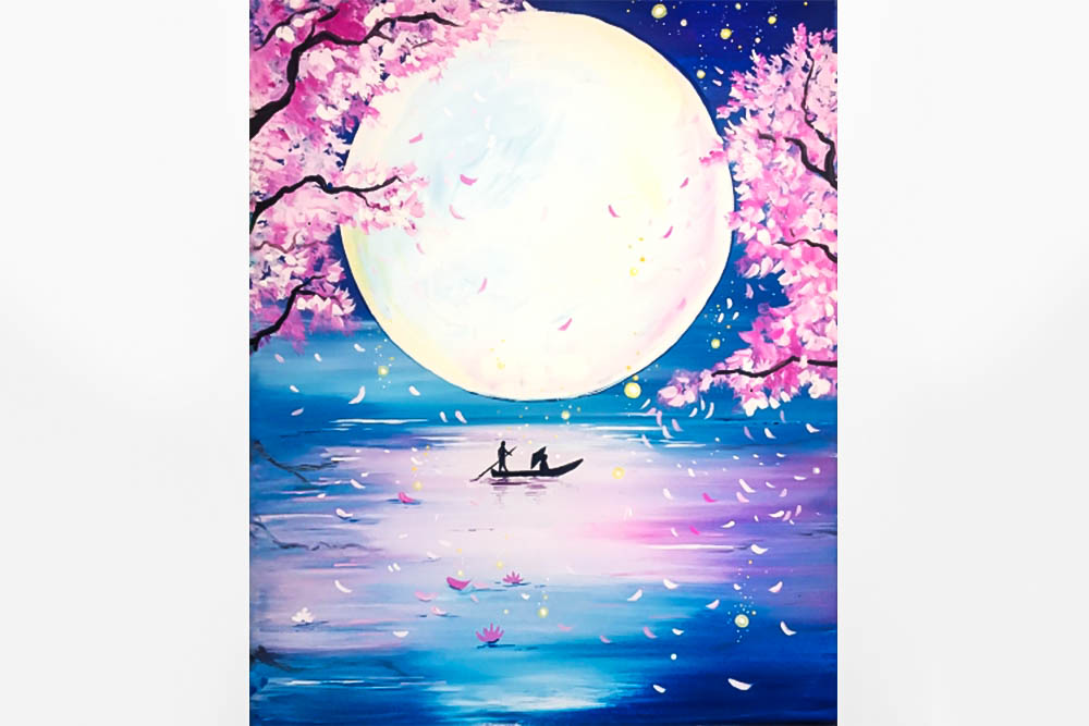 Paint Nite Cherry Blossom Dreamboat [Class in NYC] Yaymaker